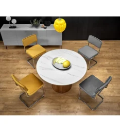 Stół BRUNO 120 cm ceramika w optyce białego marmuru*Halmar