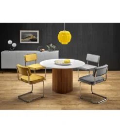 Stół BRUNO 120 cm ceramika w optyce białego marmuru*Halmar