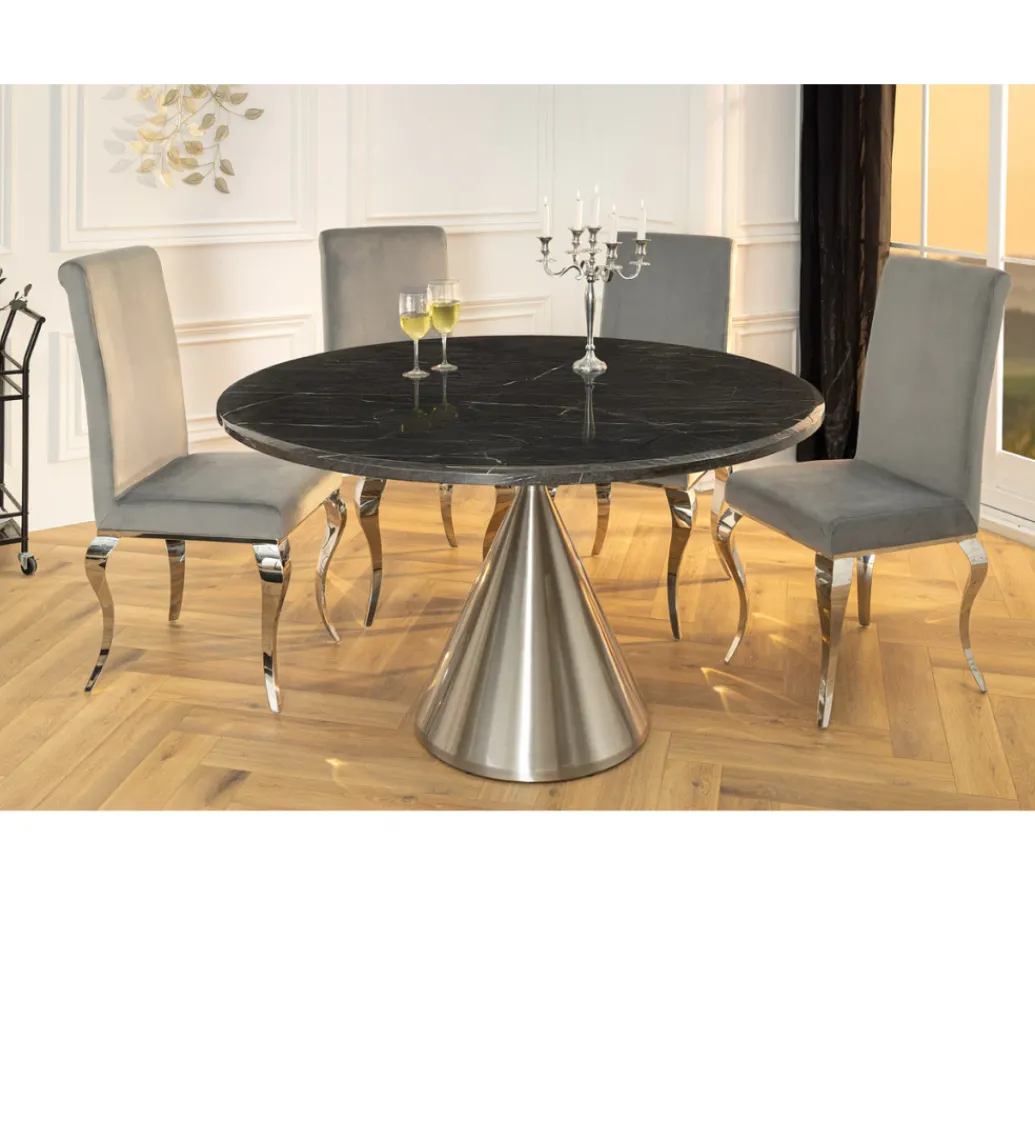 Stół ELEGANCIA 130 cm w optyce czarnego marmuru*Invicta Interior