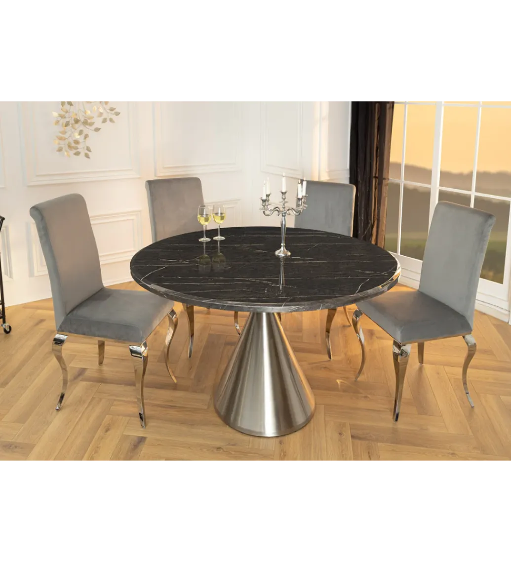 Stół ELEGANCIA 130 cm w optyce czarnego marmuru*Invicta Interior