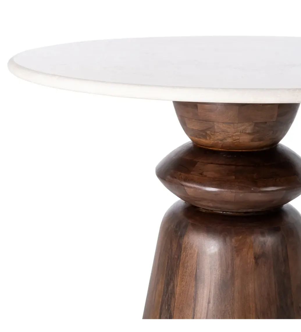 Stół GEHART 120 cm brązowy marmur drewno mango*Zona-Design Hot