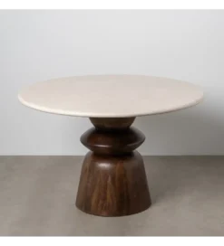 Stół GEHART 120 cm brązowy marmur drewno mango*Zona-Design Hot