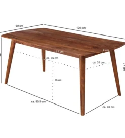 Stół GRENOBLE 120 cm drewno sheesham*WOHNLING, GERMANY Sale