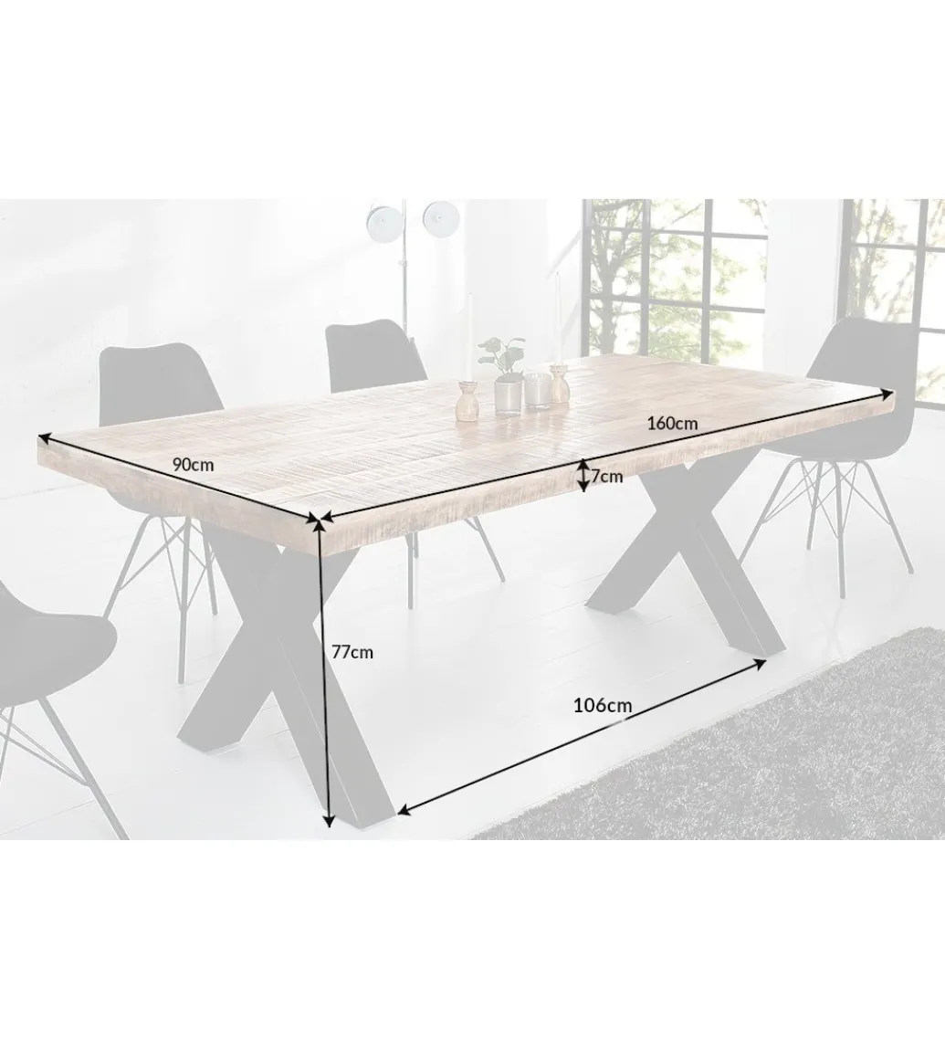 Stół Iron Craft X 160 cm drewno Mango*Invicta Interior