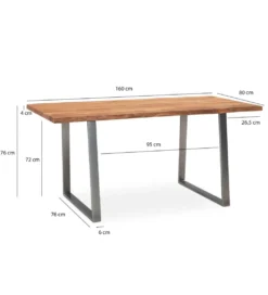 Stół KORNEL 160 cm drewno akacja*WOHNLING, GERMANY Sale