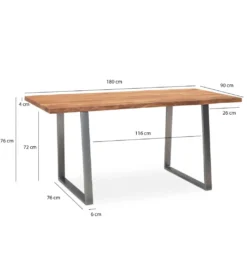 Stół KORNEL 180 cm drewno akacja*WOHNLING, GERMANY New