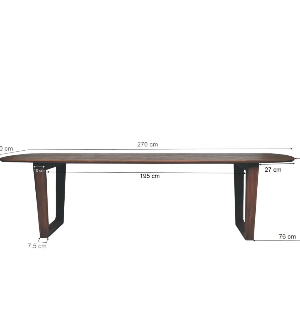 Stół KORTE 270 cm drewno mango brązowe*LF-Design Clearance