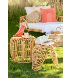 Stołek ogrodowy LEA 41 cm naturalny*J-Line Hot