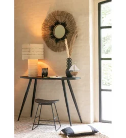 Stołek ZAMBIA drewno teak czarny*J-Line Sale