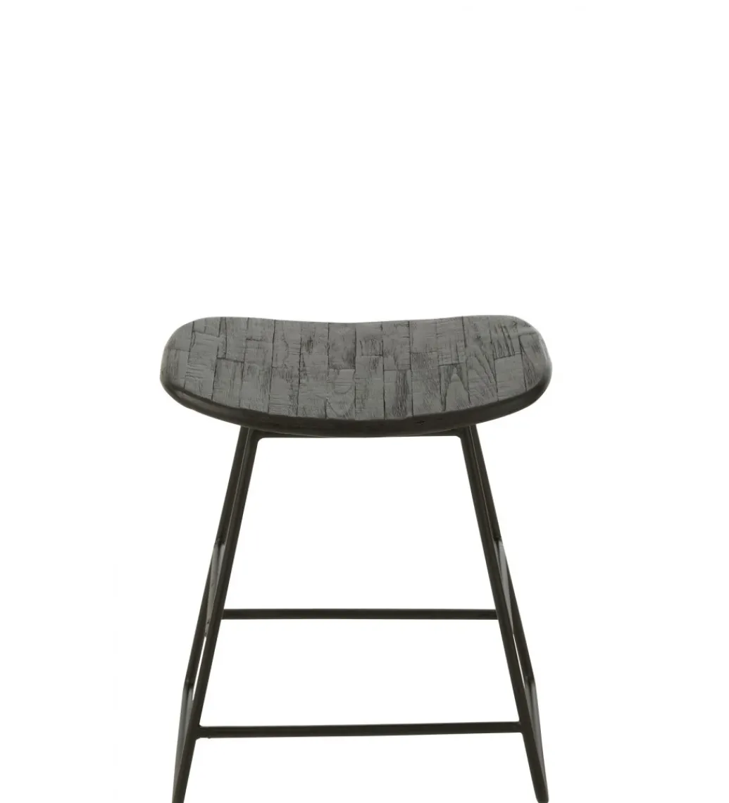 Stołek ZAMBIA drewno teak czarny*J-Line Sale