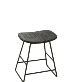 Stołek ZAMBIA drewno teak czarny*J-Line Sale