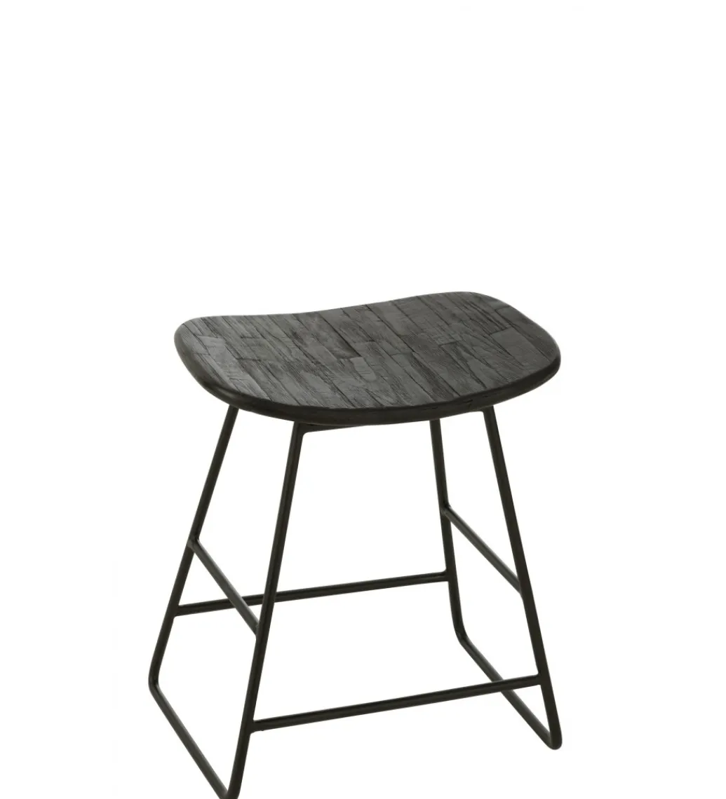Stołek ZAMBIA drewno teak czarny*J-Line Sale