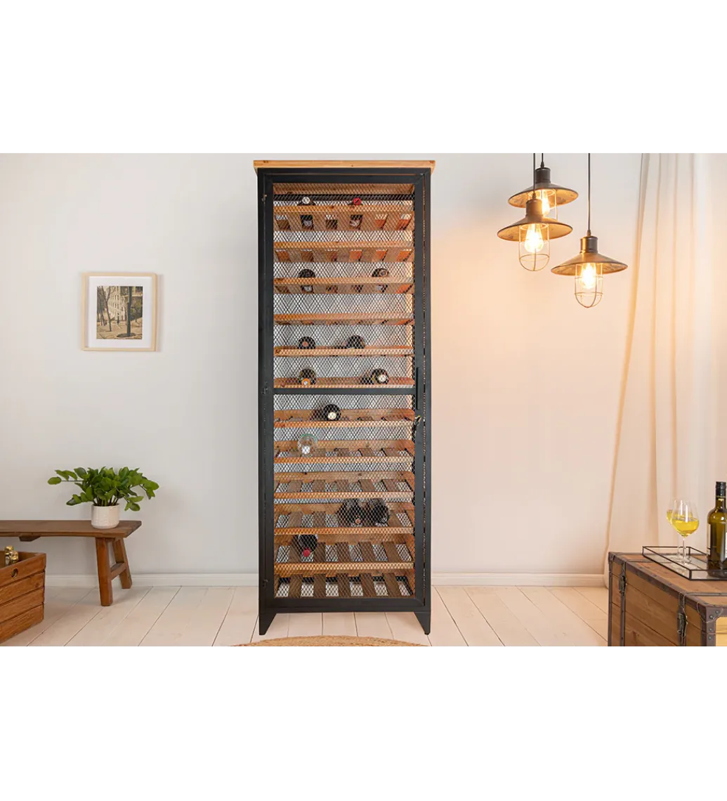Stojak na wino BODEGA 185 cm naturalny czarny*Invicta Interior - przedsprzedaż Online