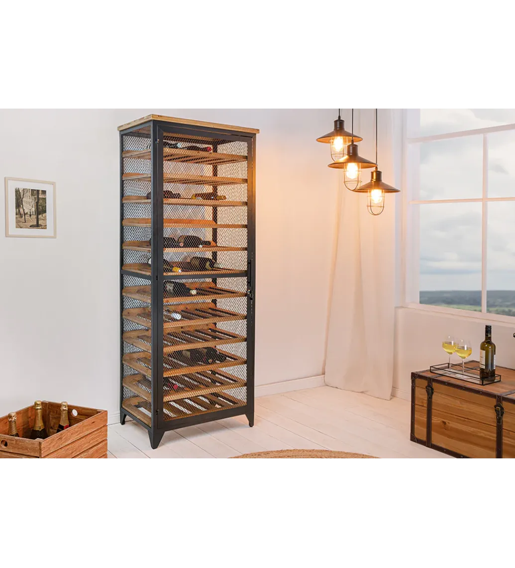 Stojak na wino BODEGA 185 cm naturalny czarny*Invicta Interior - przedsprzedaż Online