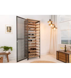 Stojak na wino BODEGA 185 cm naturalny czarny*Invicta Interior - przedsprzedaż Online