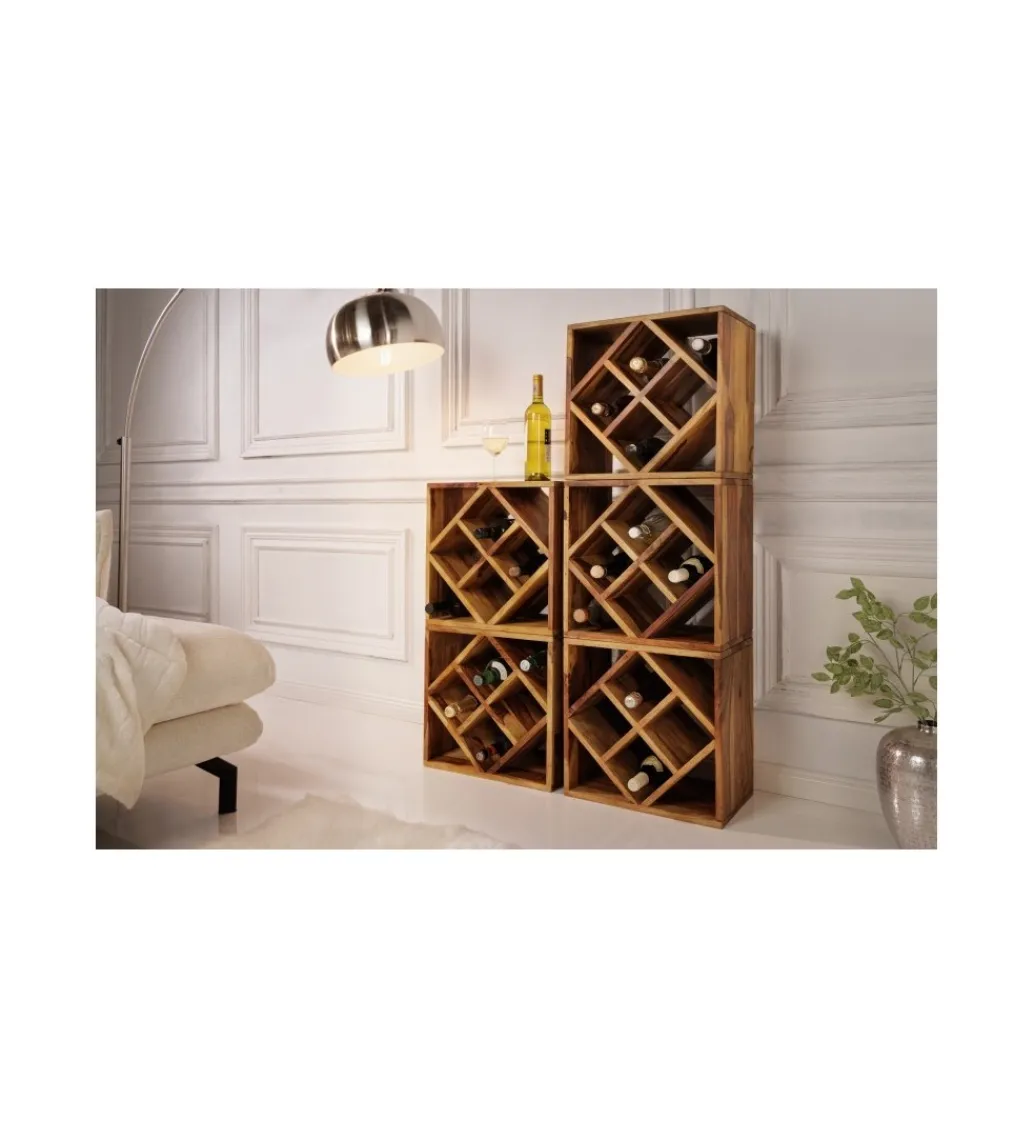 Stojak na wino Cube 40 cm drewno sheesham*Invicta Interior Sale
