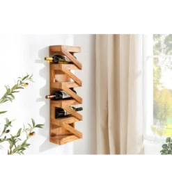 Stojak na wino MAKASSAR 80 cm na 5 butelek drewno teak*Invicta Interior Online