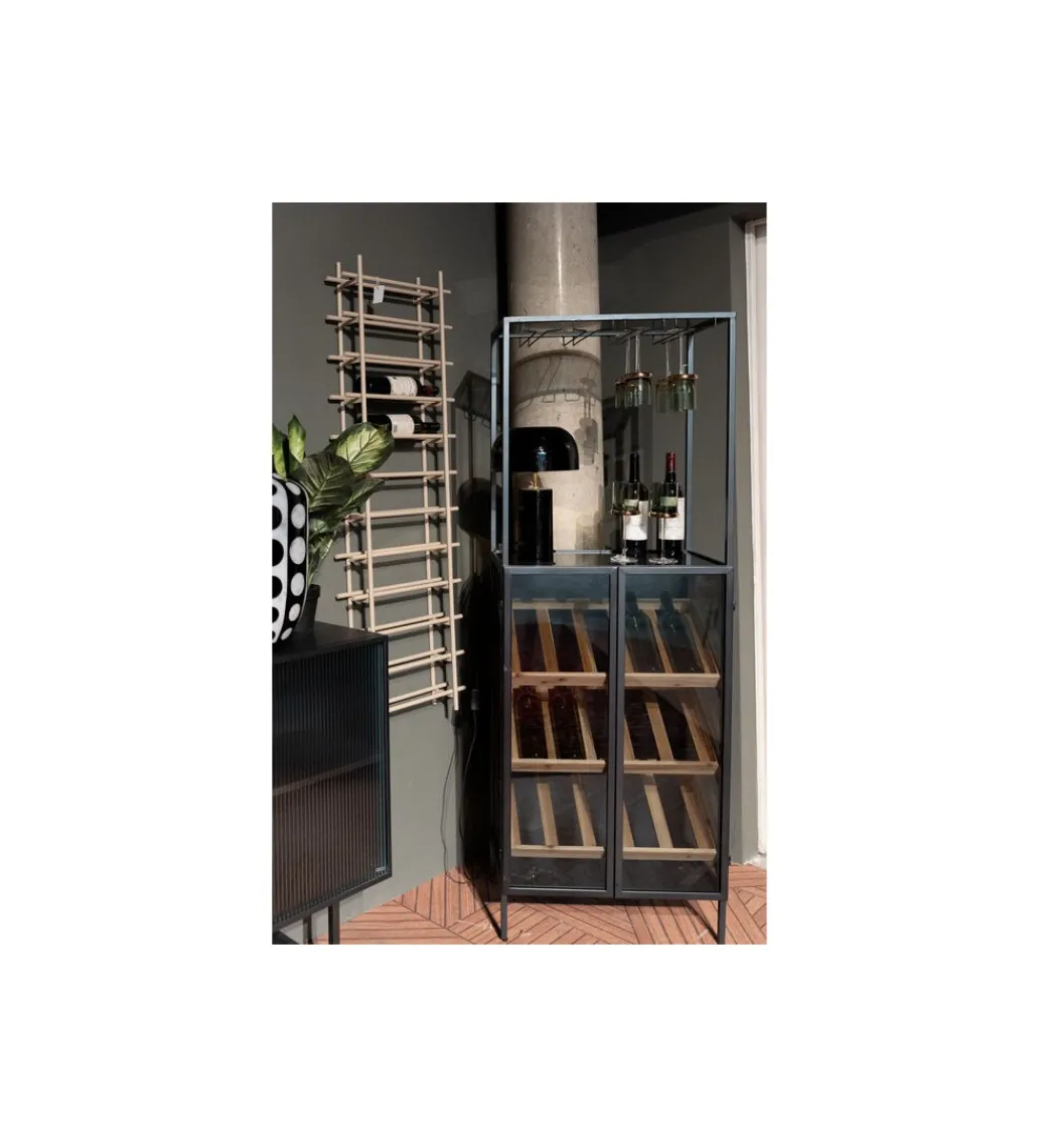 Stojak na wino PORTO BAR 60 x 170 cm czarny*KDesign Best