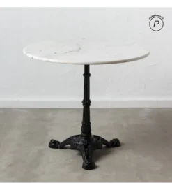 Stół okrągły AUESON 80 cm czarny blat w optyce marmuru*Zona-Design