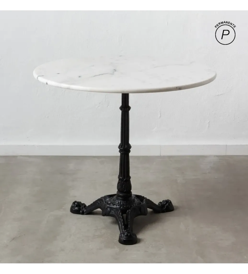 Stół okrągły AUESON 80 cm czarny blat w optyce marmuru*Zona-Design
