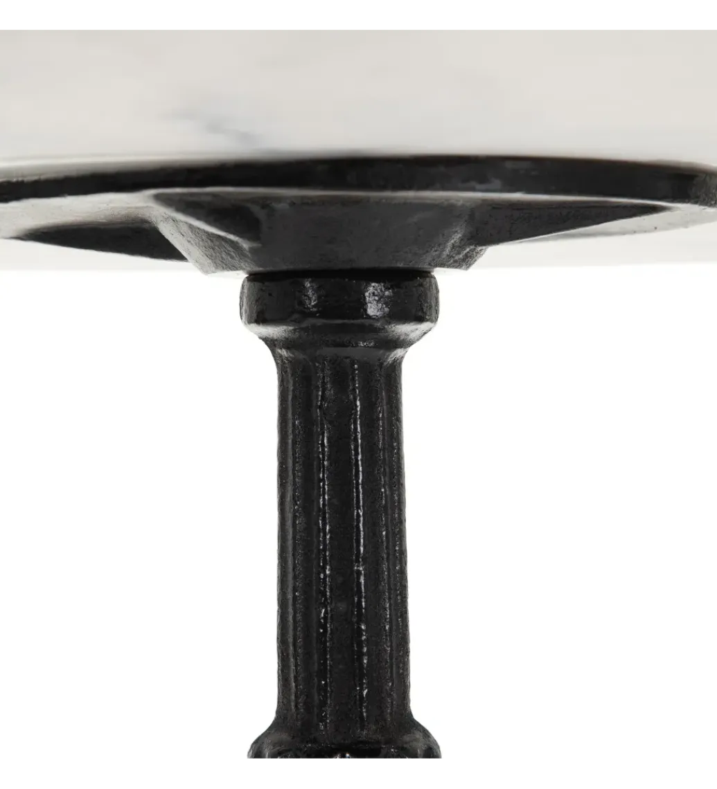 Stół okrągły AUESON 80 cm czarny blat w optyce marmuru*Zona-Design