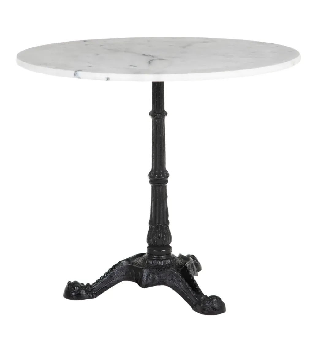 Stół okrągły AUESON 80 cm czarny blat w optyce marmuru*Zona-Design