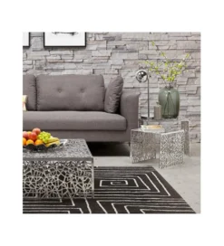 Stolik Abstract DELICADO Zestaw 2 Srebrny*Invicta Interior Outlet
