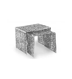 Stolik Abstract DELICADO Zestaw 2 Srebrny*Invicta Interior Outlet