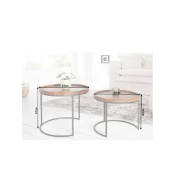 Stolik FINICE kawowy Makassar set 2 drewno akacja*Invicta Interior Discount