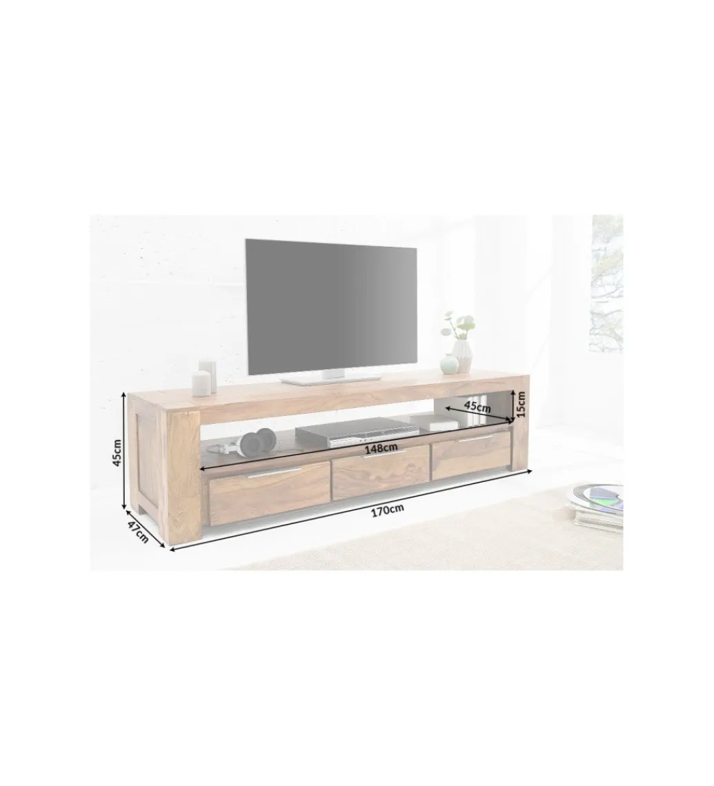 Stolik FINICE Makassar pod TV 170 cm drewno Sheesham*Invicta Interior Outlet