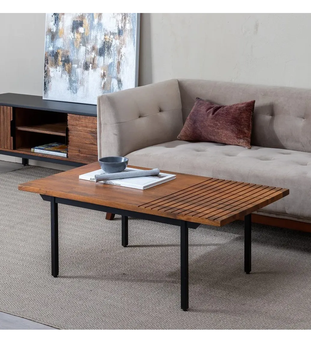 Stolik kawowy ABNER 110 cm drewno mango Brązowa*Zona-Design New