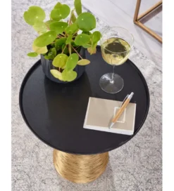 Stolik kawowy ALVO 40 cm czarno złoty*WOHNLING, GERMANY Discount