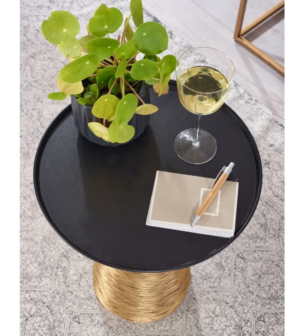 Stolik kawowy ALVO 40 cm czarno złoty*WOHNLING, GERMANY Discount