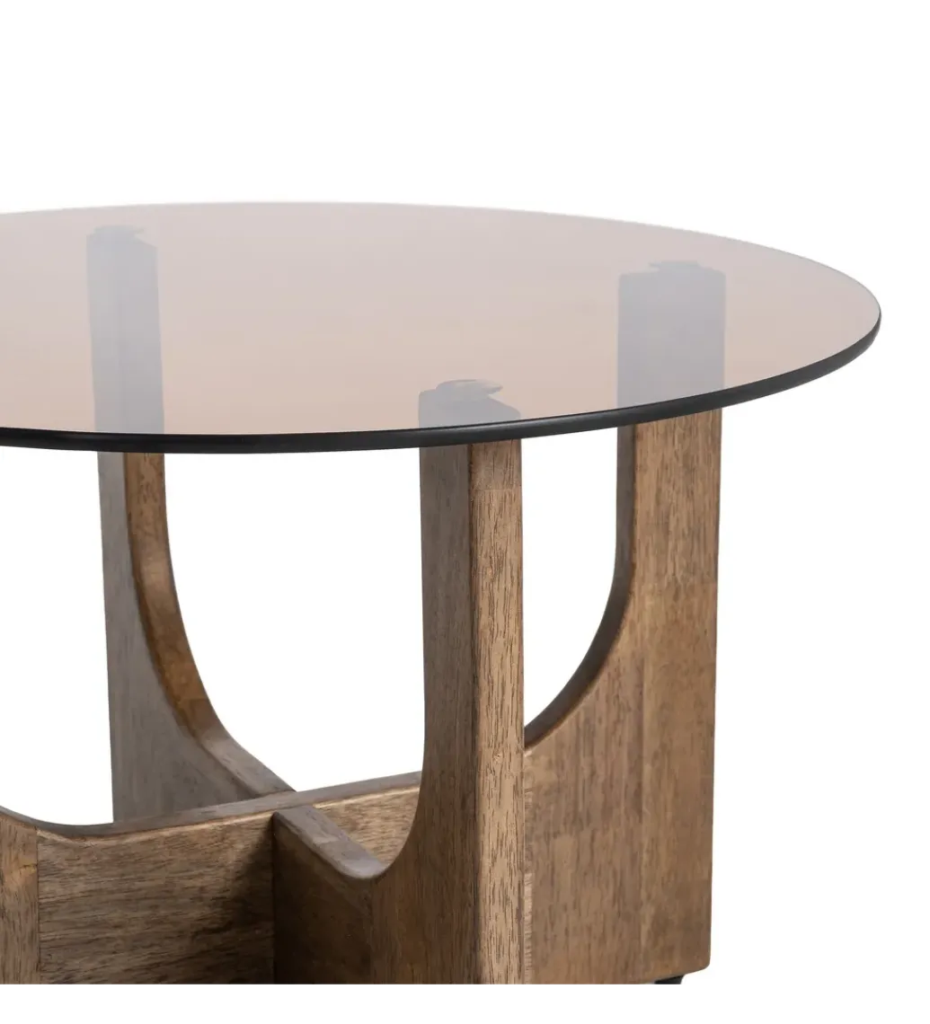 Stolik kawowy AMY 60 cm drewno kauczuk*Zona-Design Best