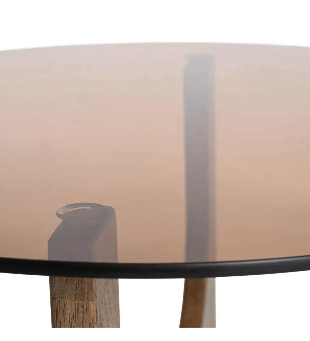 Stolik kawowy AMY 60 cm drewno kauczuk*Zona-Design Best