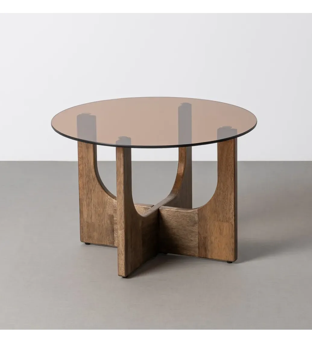 Stolik kawowy AMY 60 cm drewno kauczuk*Zona-Design Best