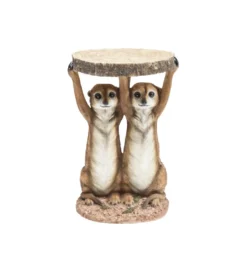 Stolik kawowy ANIMAL MEERKAT SISTERS 33 cm brązowy*KARE