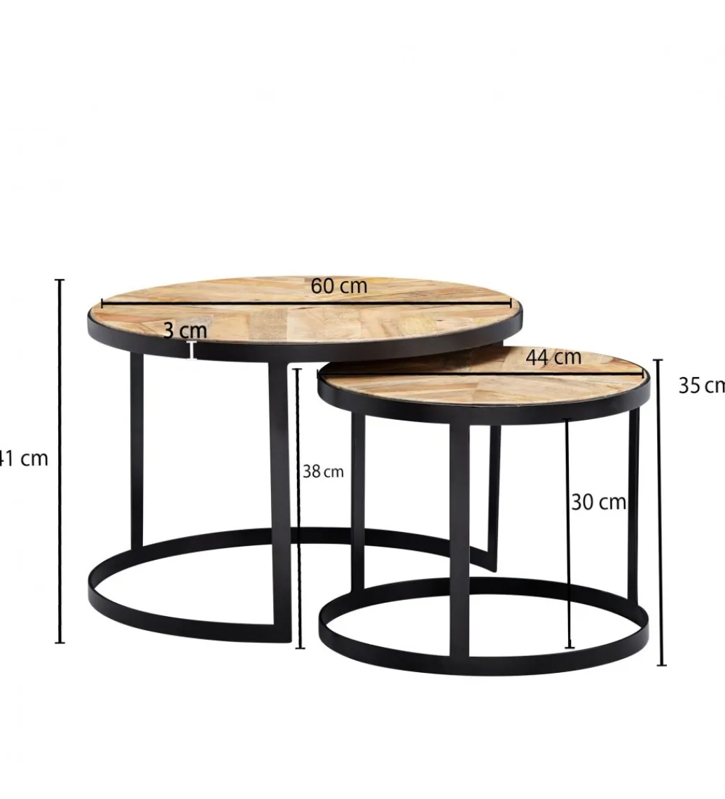 Stolik kawowy ARHUS set 2 drewno*WOHNLING, GERMANY Discount