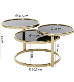 Stolik kawowy ART DECO 58 cm - 139 cm czarno złoty*WOHNLING, GERMANY Discount