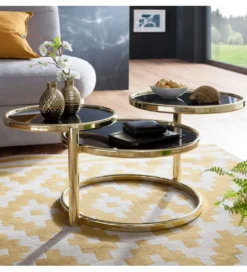 Stolik kawowy ART DECO 58 cm - 139 cm  czarno złoty*WOHNLING, GERMANY Discount
