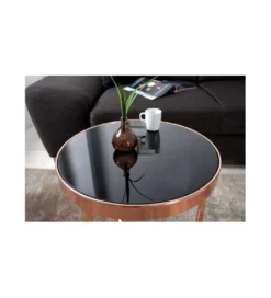 Stolik kawowy Art Deco 45 cm czarno miedziany*Invicta Interior Online