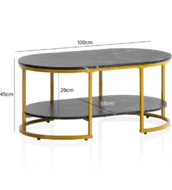 Stolik kawowy ARTIM 100 cm w optyce czarnego marmuru*WOHNLING, GERMANY