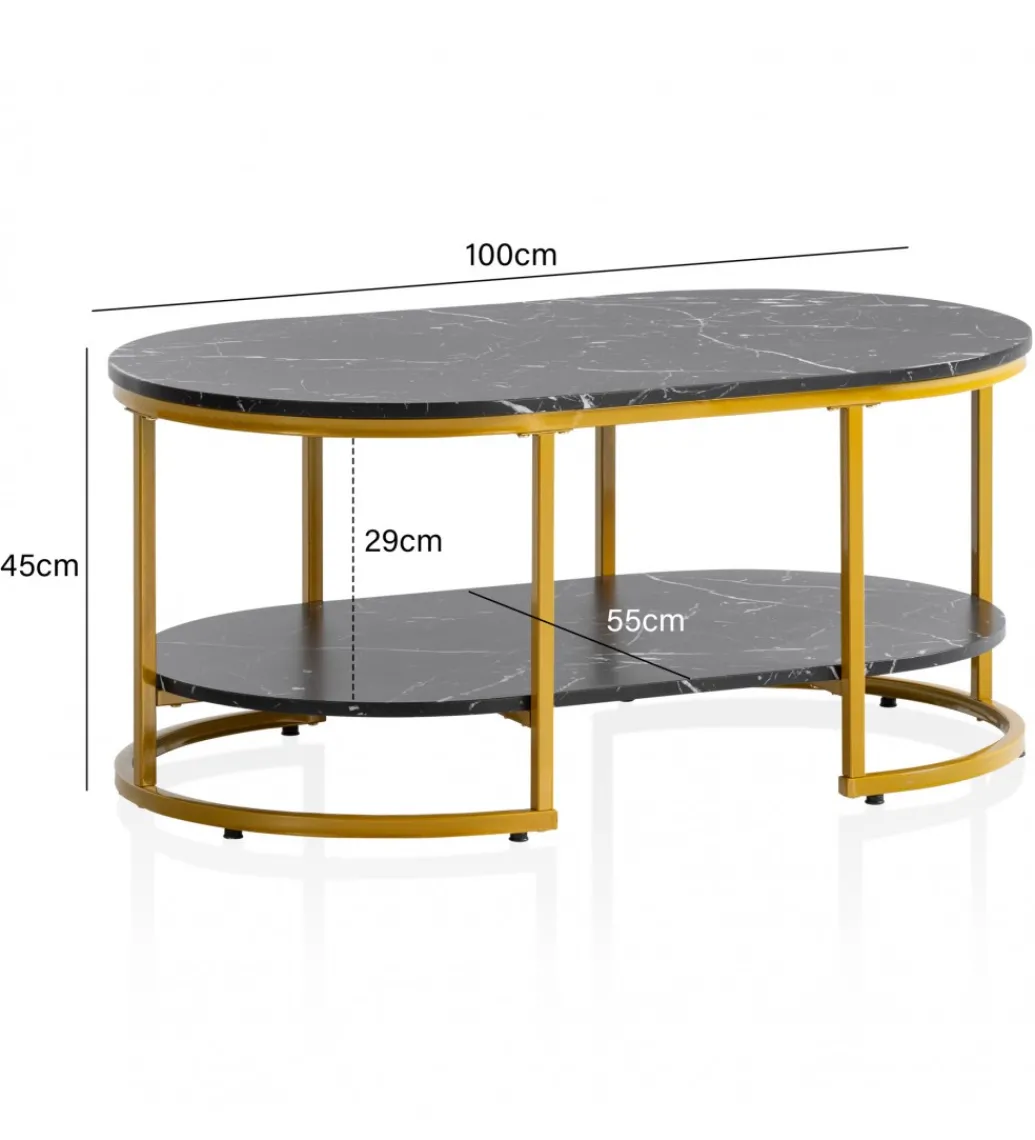 Stolik kawowy ARTIM 100 cm w optyce czarnego marmuru*WOHNLING, GERMANY