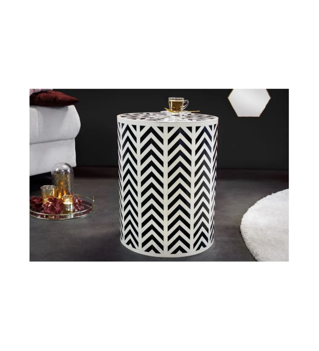 Stolik kawowy ASIM 35 cm biało czarny*Invicta Interior Outlet