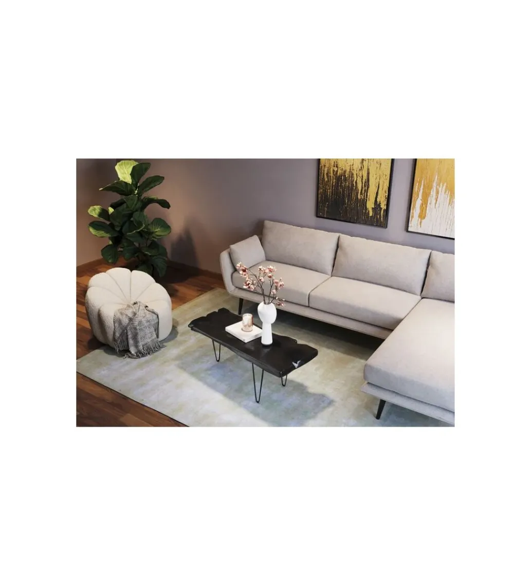 Stolik kawowy ASPEN 100 cm drewno teak czarny*KARE Sale