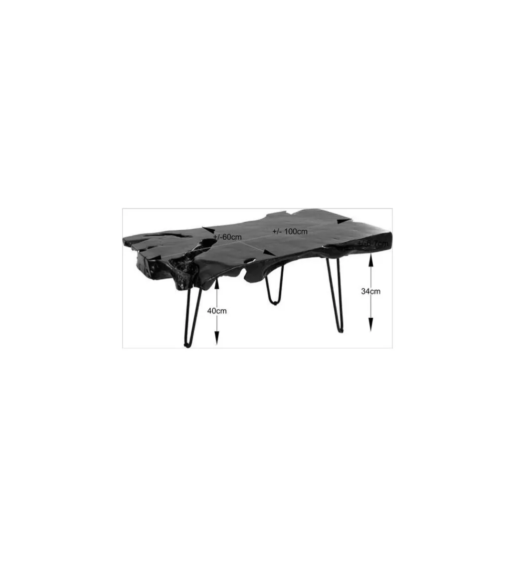 Stolik kawowy ASPEN 100 cm drewno teak czarny*KARE Sale