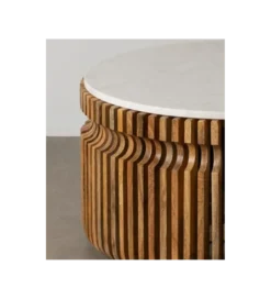 Stolik kawowy BADET 80 cm drewno mango marmur*Zona-Design Hot