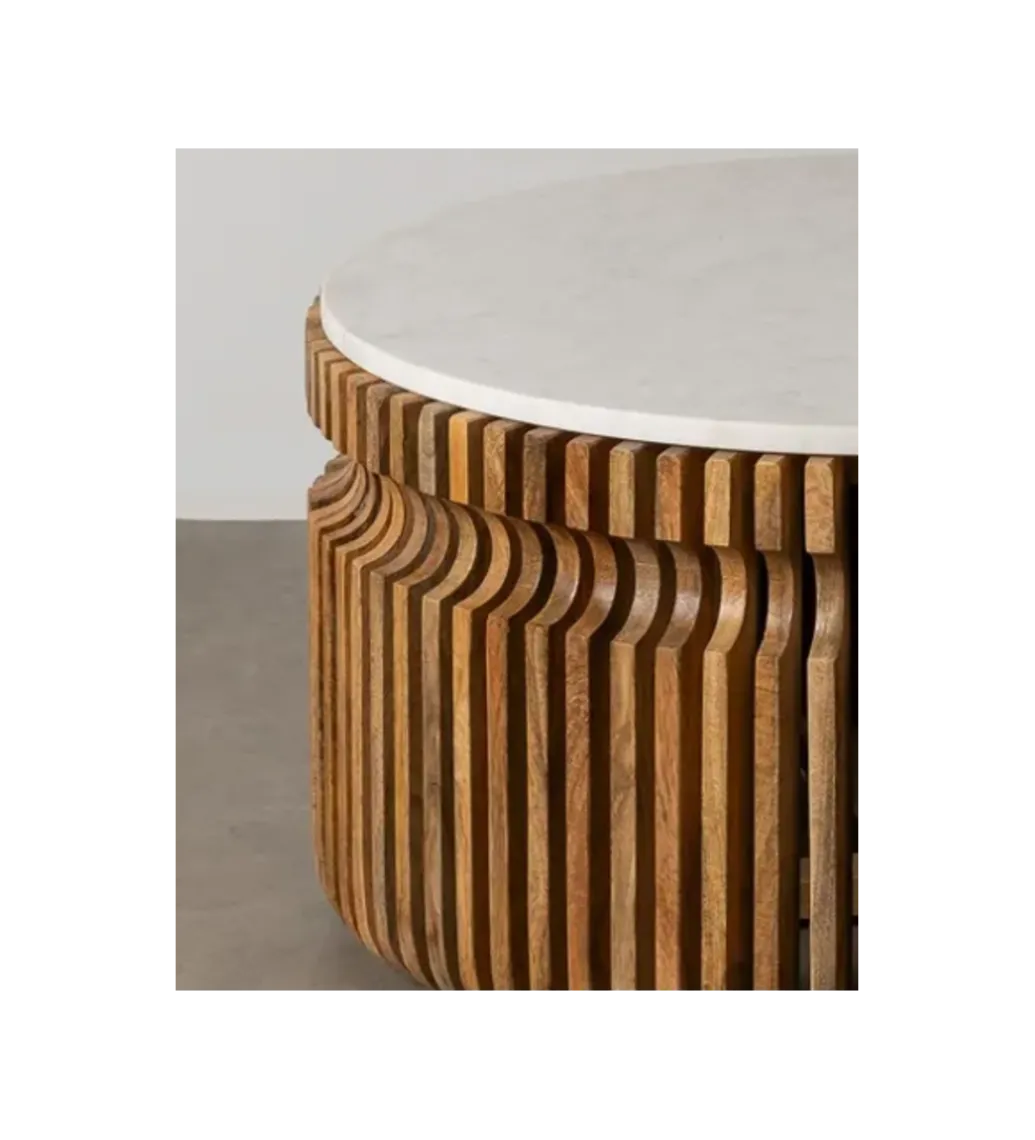 Stolik kawowy BADET 80 cm drewno mango marmur*Zona-Design Hot