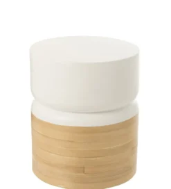 Stolik kawowy Bamboo 40 cm biały*J-Line Best