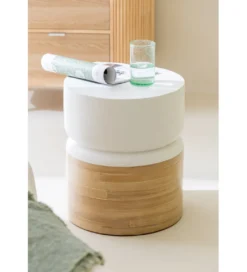 Stolik kawowy Bamboo 40 cm biały*J-Line Best
